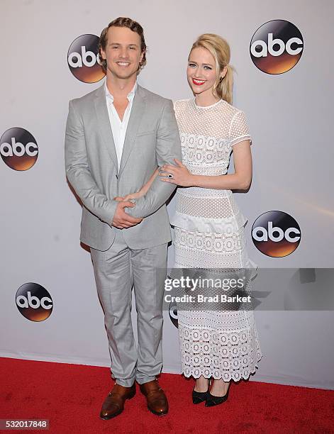 Freddie Stroma and Johanna Braddy attend the 2016 ABC Upfront at David Geffen Hall on May 17, 2016 in New York City.
