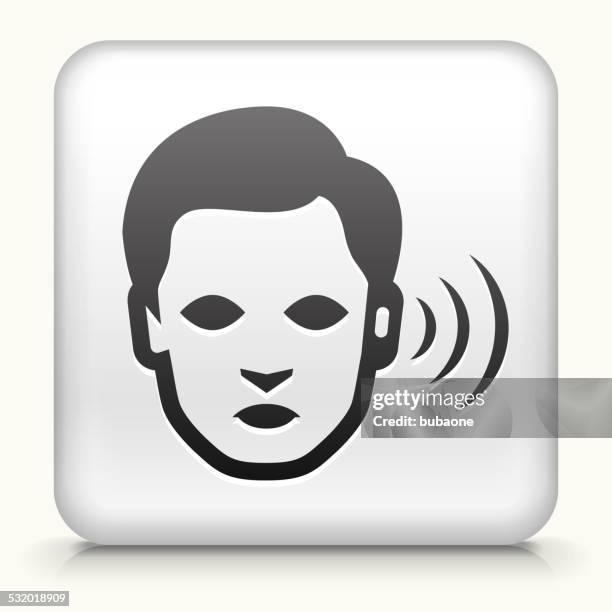 a white square button featuring a hearing loss icon. - hearing problem stock illustrations
