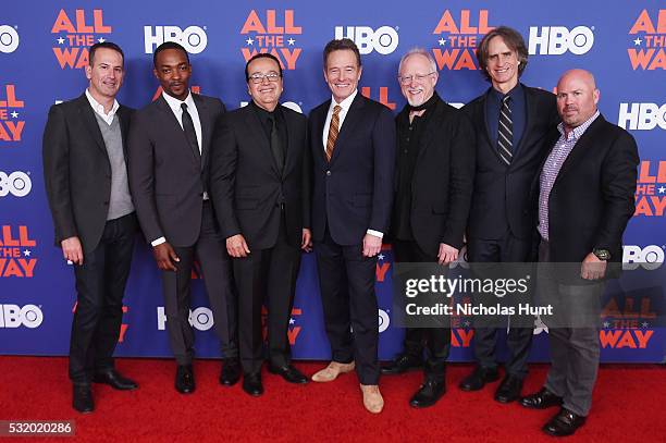 Darryl Frank, Anthony Mackie, Len Amato, Bryan Cranston, Robert Schenkkan, Jay Roach, and Justin Falvey attend the NYC special screening of HBO...