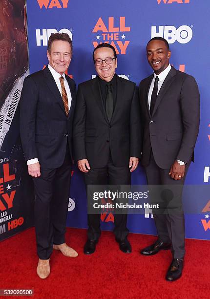 Actor Bryan Cranston, President of HBO Films Len Amato, and actor Anthony Mackie attend the NYC special screening of HBO Films' "All The Way" at Jazz...