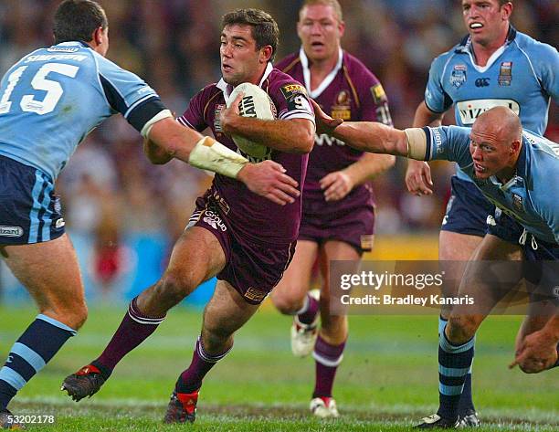 Cameron Smith of the Maroons in action during game three of the ARL State of Origin series between the Queensland Maroons and the New South Wales...