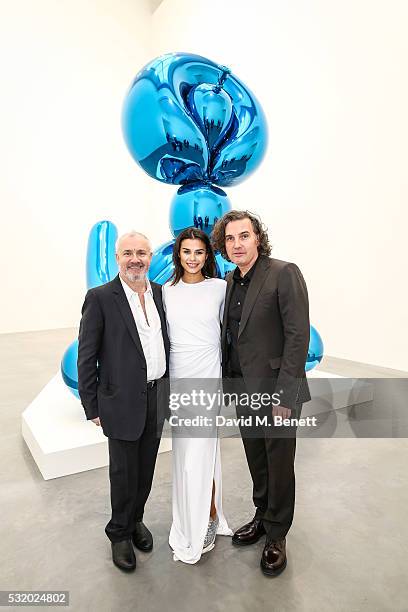 May 16: Damien Hirst, Katie Keight and Ant Genn attend a private dinner for Jeff Koons hosted by Damien Hirst at Newport Street Gallery on May 16,...