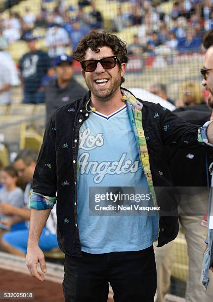 Elliott Yamin attends a baseball game between the Los Angeles Angels of Anaheim and the Los Angeles Dodgers at Dodger Stadium on May 17, 2016 in Los...