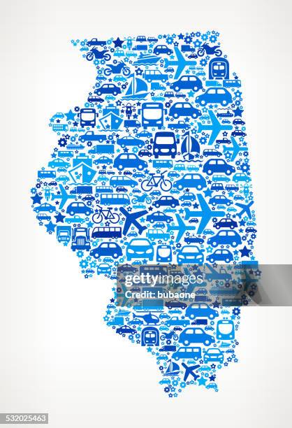 illinois state on transportation royalty free vector art pattern - border crossing trucks stock illustrations