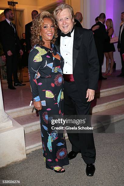 Denise Rich and her boyfriend Peter Cervinka during the 'De Grisogono' Party at the annual 69th Cannes Film Festival at Hotel du Cap-Eden-Roc on May...