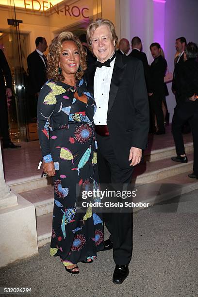 Denise Rich and her boyfriend Peter Cervinka during the 'De Grisogono' Party at the annual 69th Cannes Film Festival at Hotel du Cap-Eden-Roc on May...