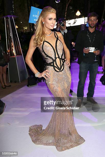 Paris Hilton attends the 'De Grisogono' Party at the annual 69th Cannes Film Festival at Hotel du Cap-Eden-Roc on May 17, 2016 in Cap d'Antibes,...