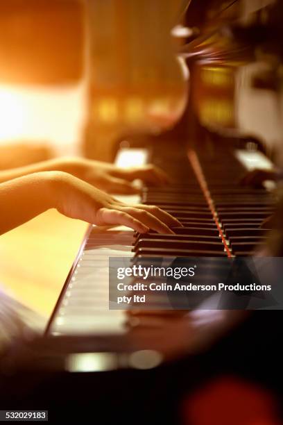 close up of caucasian girl playing piano - fabolous musician bildbanksfoton och bilder