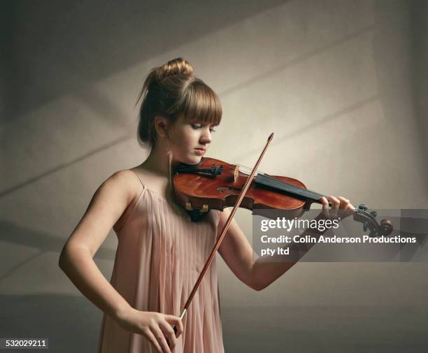 caucasian girl playing violin - fabolous musician bildbanksfoton och bilder