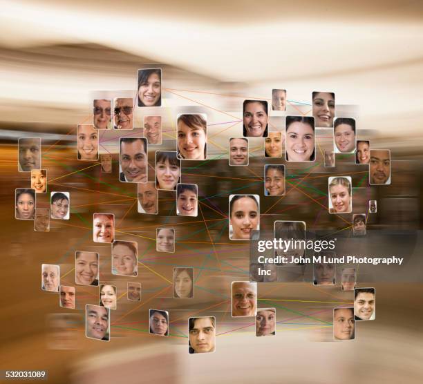 collage of connected business people - family tree stock-fotos und bilder