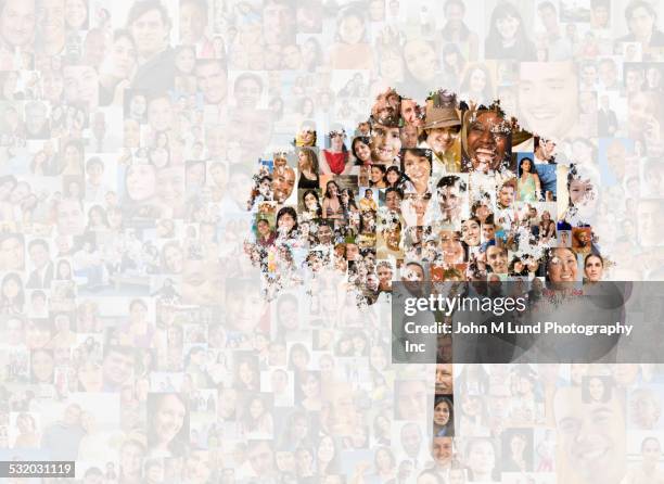 tree over collage of faces - genealogy stock pictures, royalty-free photos & images
