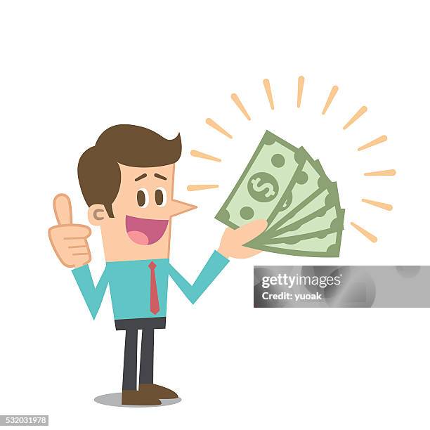 stockillustraties, clipart, cartoons en iconen met man with money - vasthouden