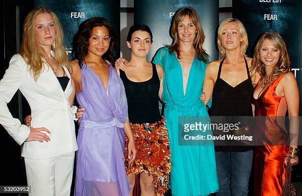 The Cast actresses Shauna Macdonald , Natalie Mendoza , Nora Jane Noone , Saskia Mulder , Alex Reid and MyAnna Buring arrive at the UK film premiere...