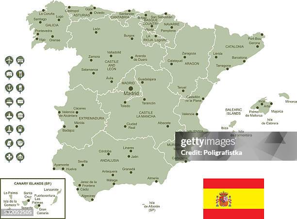 stockillustraties, clipart, cartoons en iconen met map of spain - malaga