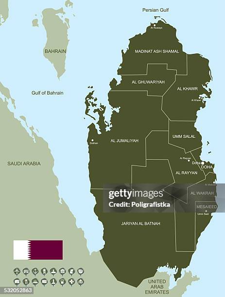 map of qatar - qatar stock illustrations