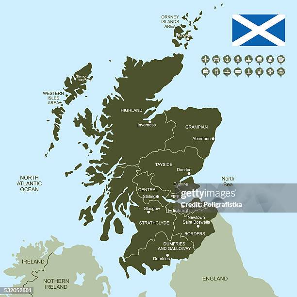 map of scotland - scottish stock illustrations