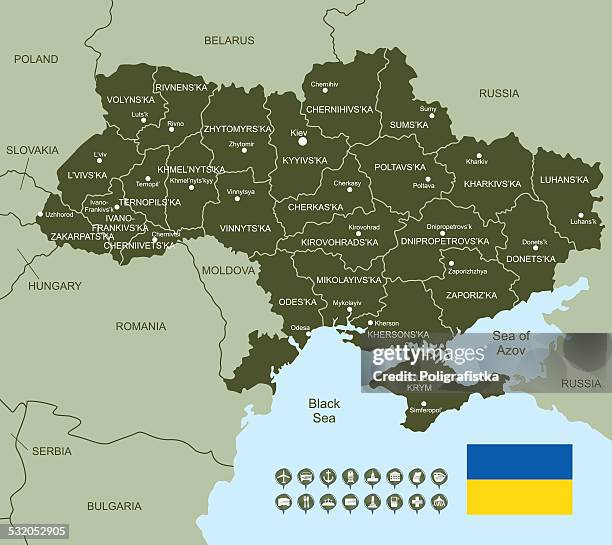 karte von ukraine - ukraine stock-grafiken, -clipart, -cartoons und -symbole