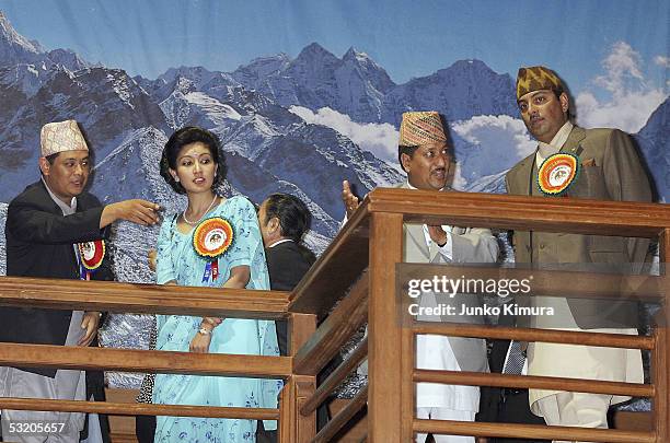 Nepalese Crown Prince Paras Bir Bikram Shah Dev and his wife Crown Princess Himani Rajya Laxmi Devi Shah visit the Nepalese Pavillion at the 2005...