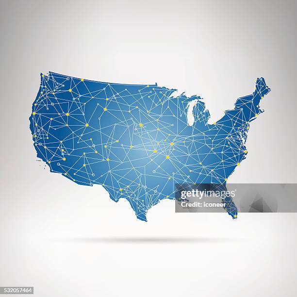 usa network map in grey space - join us stock illustrations