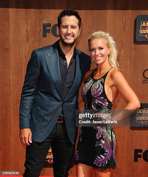 Singer Luke Bryan and wife Caroline Boyer attend the 2016 American Country Countdown Awards at The Forum on May 01, 2016 in Inglewood, California.