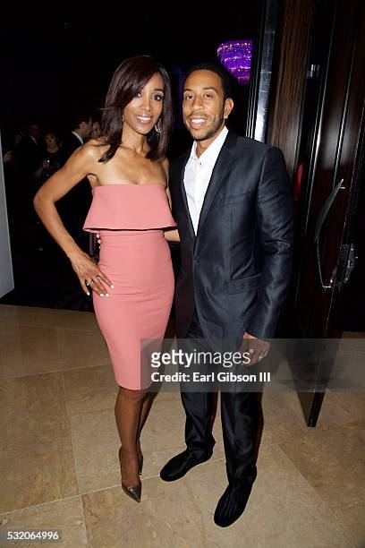 Personality Shaun Robinson and Actor/Hip Hop Artist Ludacris pose for a photo at the Entertainment Lawyer Of The Year Awards Dinner honoring Darrell...