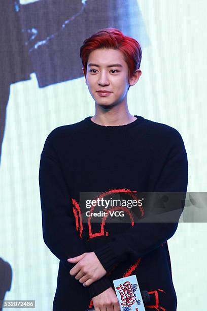 South Korean actor and singer Park Chanyeol attends the press conference of film "So I Married An Anti-fan" on May 18, 2016 in Beijing, China.