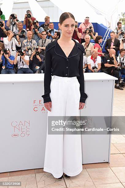 Actress Ariane Labed attends "The Stopover " photocall during the 69th Annual Cannes Film Festival at the Palais des Festivals on May 18, 2016 in...