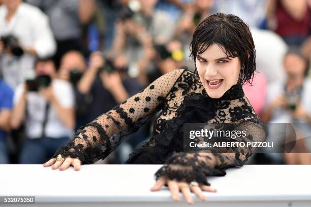 French actress and singer Stephanie Sokolinski aka Soko poses on May 18, 2016 during a photocall for the film "The Stopover " at the 69th Cannes Film...