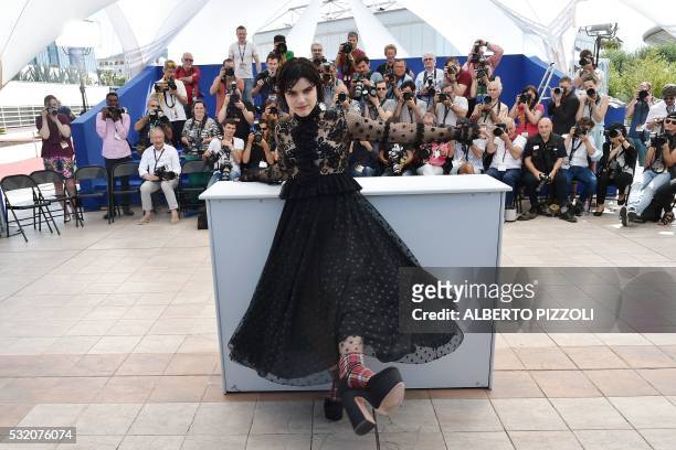 French actress and singer Stephanie Sokolinski aka Soko poses on May 18, 2016 during a photocall for the film "The Stopover " at the 69th Cannes Film...