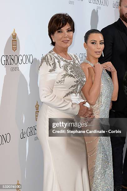 Kris Jenner and Kim Kardashian attend the De Grisogono Party during the annual 69th Cannes Film Festival at Hotel du Cap-Eden-Roc on May 17, 2016 in...