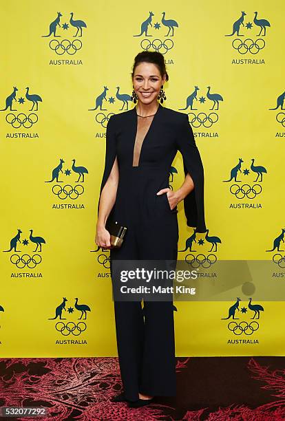 Australian Olympian and media personality Giaan Rooney arrives ahead of the AOC Athlete Farewell Dinner at The Star on May 18, 2016 in Sydney,...