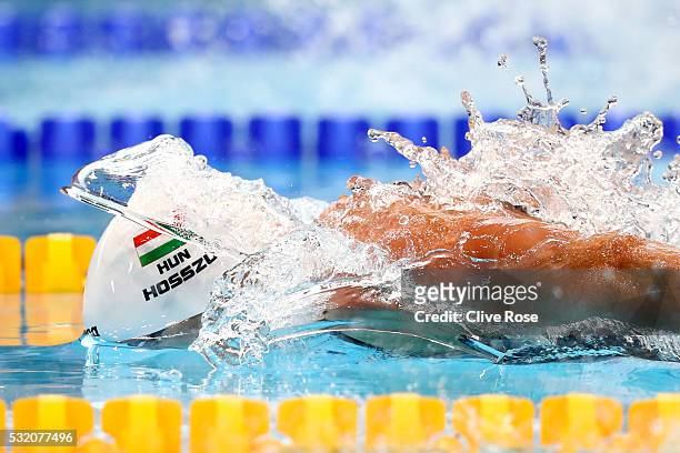 Katinka Hosszu of Hungary competes in the Women's 200m Individual medley heats on day ten of the 33rd LEN European Swimming Championships 2016 at the...