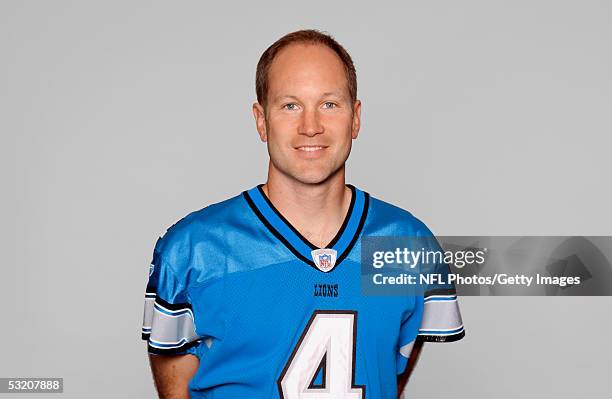 Jason Hanson of the Detroit Lions poses for his 2005 NFL headshot at photo day in Detroit, Michigan.