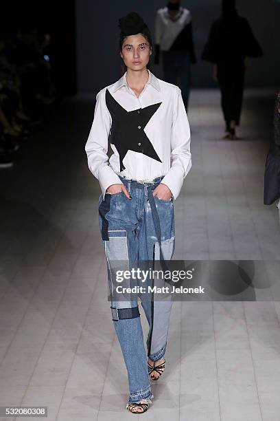 Model walks the runway during the Tome show at Mercedes-Benz Fashion Week Resort 17 Collections at Carriageworks on May 18, 2016 in Sydney, Australia.