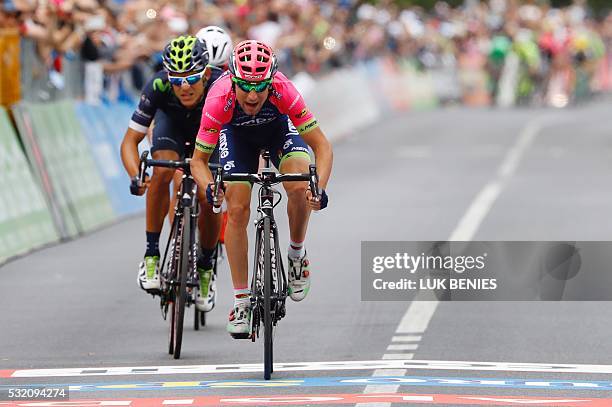 Italy's Diego Ulissi of team Lampre-Merida sprints to win the 11th stage of the 99th Giro d'Italia, Tour of Italy, from Modena to Asolo on May 18,...