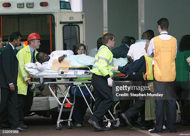 Blast victim is taken in to University College Hospital on July 7, 2005 in London, England. Apart from the perpetrators, 52 people were killed and...