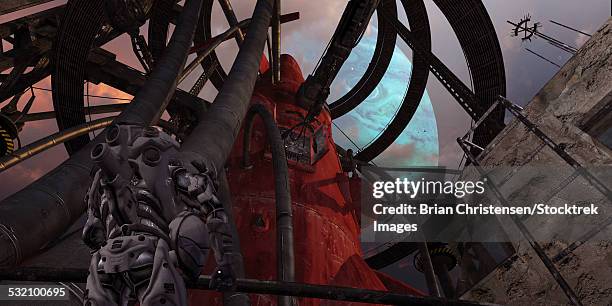 a pilot looks up at his ride to the stars. - rocket launch tower stock illustrations