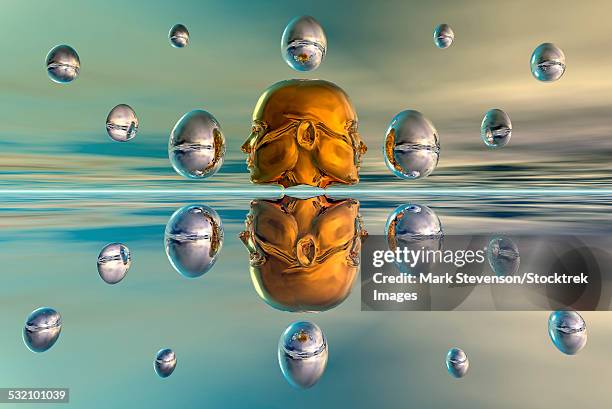 a 3d concept dealing with the advancement of artificial intelligence. - thinking reflecting stock illustrations
