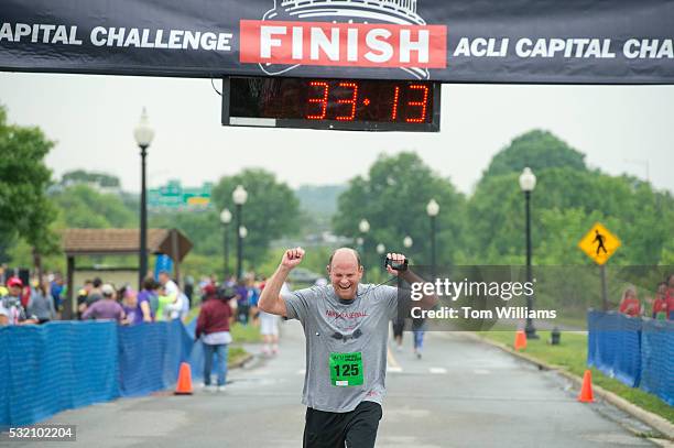 Rep. Tom Reed, R-N.Y., finishes the ACLI Capital Challenge 3 Mile Team Race in Anacostia Park, May 18, 2016. Sen. Tom Cotton, R-Ark., was the fastest...