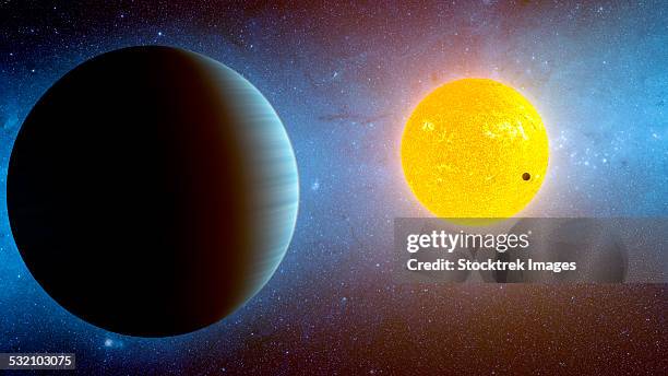 this artists conception depicts the kepler-10 star system. - extrasolar planet stock illustrations