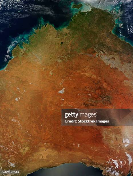 january 8, 2014 - satellite view of central australia. - australia from space stock-fotos und bilder
