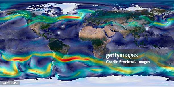 visualization of global winds. - pacific ocean from space stock pictures, royalty-free photos & images