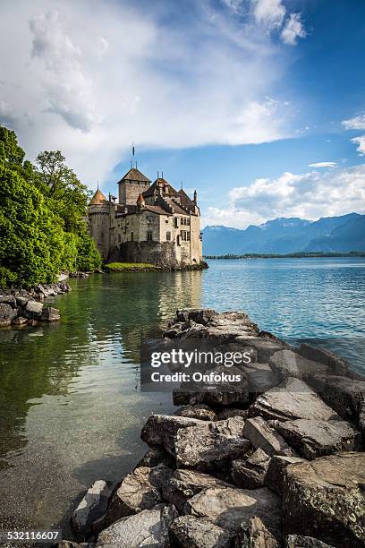 chateau chillon, montreux, switzerland - chillon stock pictures, royalty-free photos & images