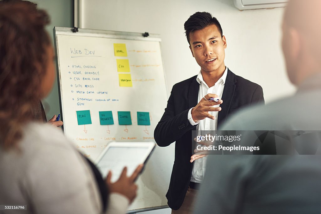 Fielding questions from his team