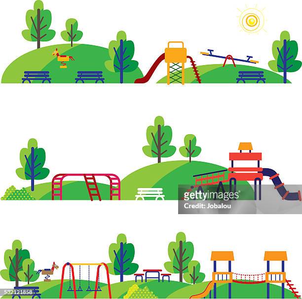 cartoon playground - playground stock illustrations