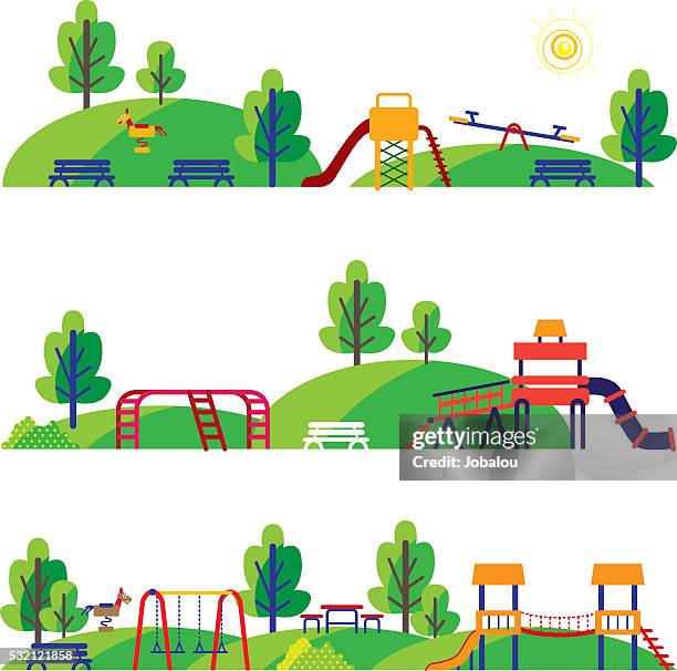 cartoon playground - public park stock illustrations