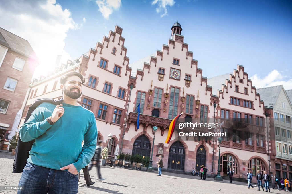 Portrait of young man in central Frankfurt