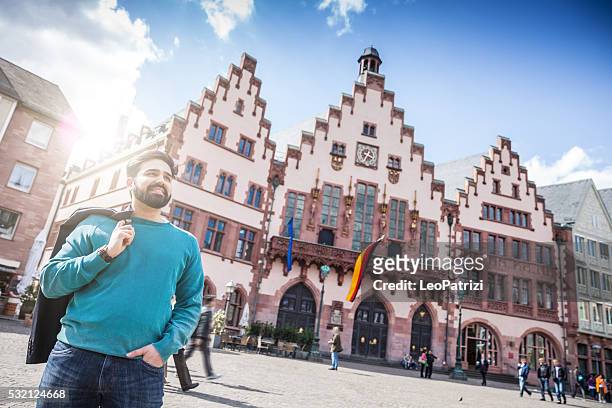 portrait of young man in central frankfurt - hesse germany stock pictures, royalty-free photos & images