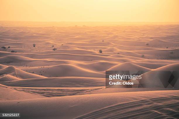 View of sand dunes at sunset