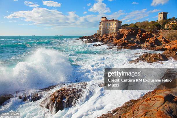 calafuria gulf, tirreno sea, livorno, tuscany, italy - livorno foto e immagini stock